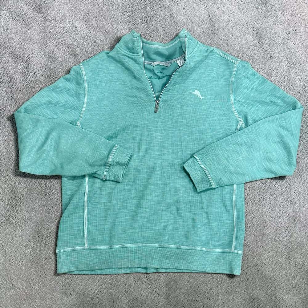 Tommy Bahama Tobago Bay Half-Zip Pullover Sweatshirt Aqua Green Men's Size L